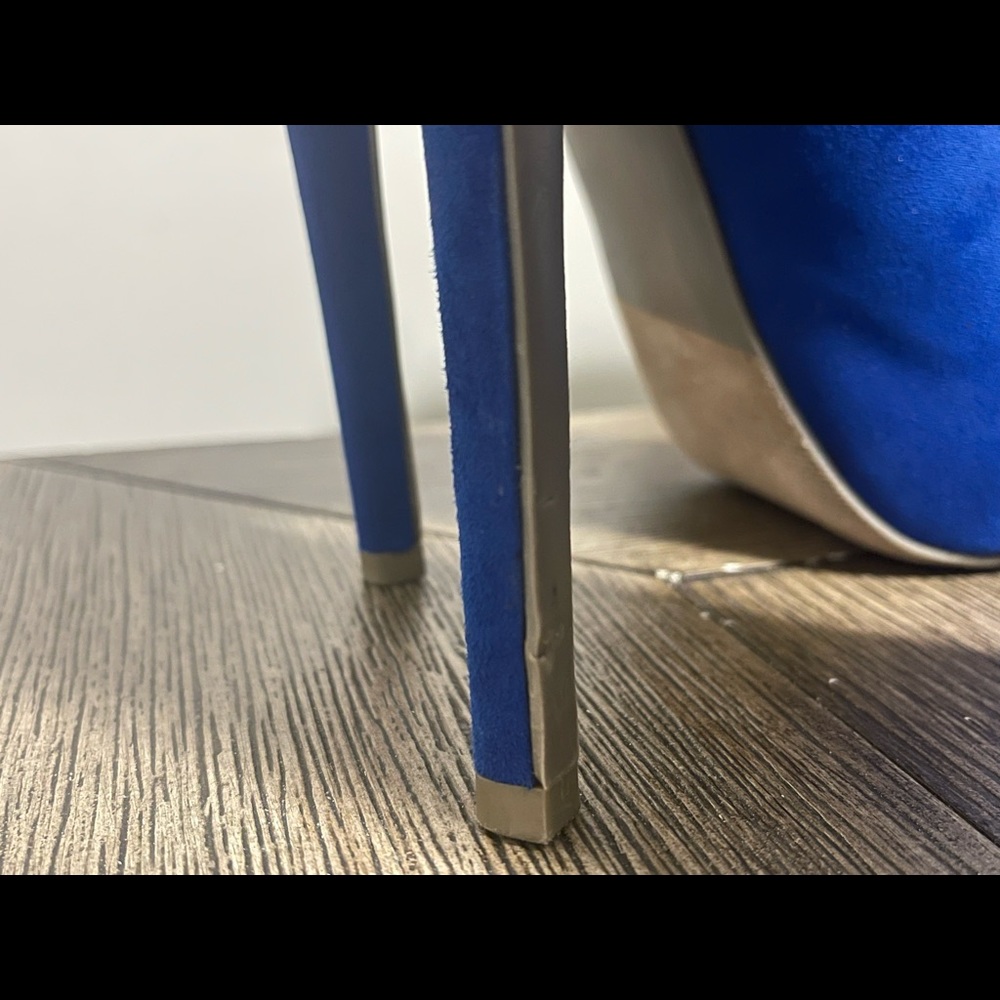 Blue heels.